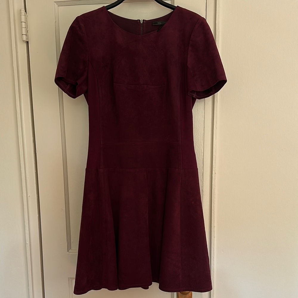 BCBG Red A-Line Mini Dress Crew Neck Work